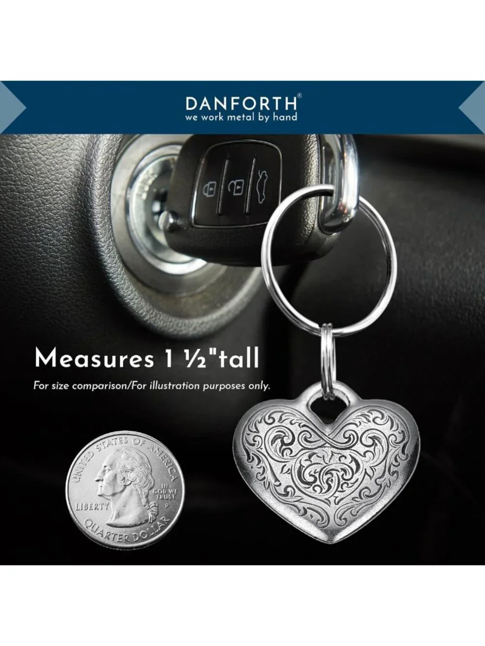 Handcrafted Pewter Heart Keychain | Unique Gift, Stylish Keyring, Made in USA